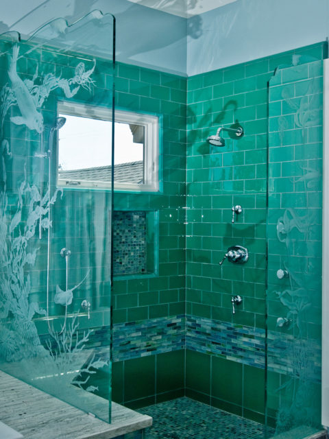 Etched Glass Shower Doors and Etched Glass Shower Enclosures